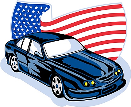美洲,福特汽车,大马力跑车,旗帜