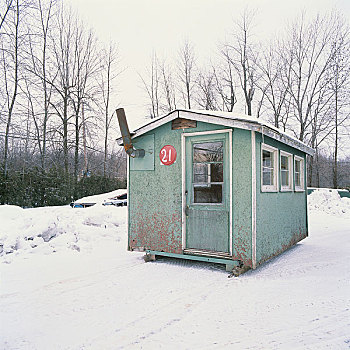 冰上钓鱼,小屋,魁北克