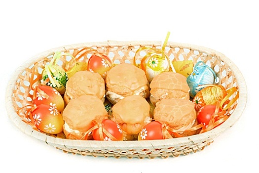 复活节彩蛋,自制,甜,蛋糕,篮子