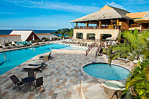 豪华酒店,上面,湾,多巴哥岛,特立尼达和多巴哥,加勒比