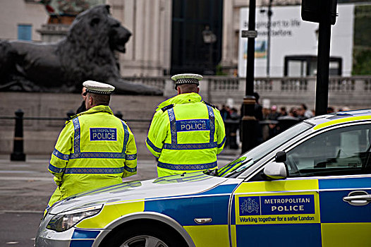 英格兰,伦敦,特拉法尔加广场,城市,警察,汽车,尽职,中心
