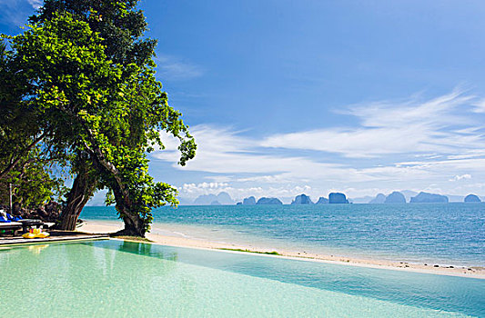 游泳,游泳池,海滩,长滩,远眺,苏梅岛,岛屿,攀牙,泰国,东南亚,亚洲