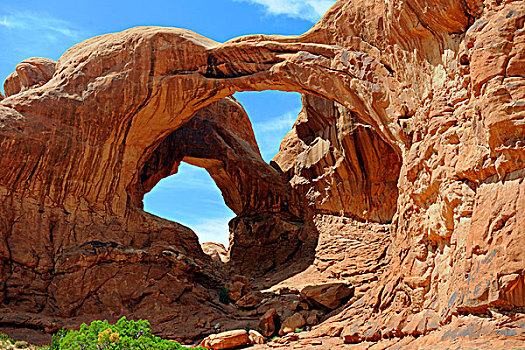 双拱,岩石构造,拱门国家公园,犹他,美国