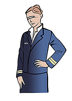 插画,女性,飞行员,空乘人员