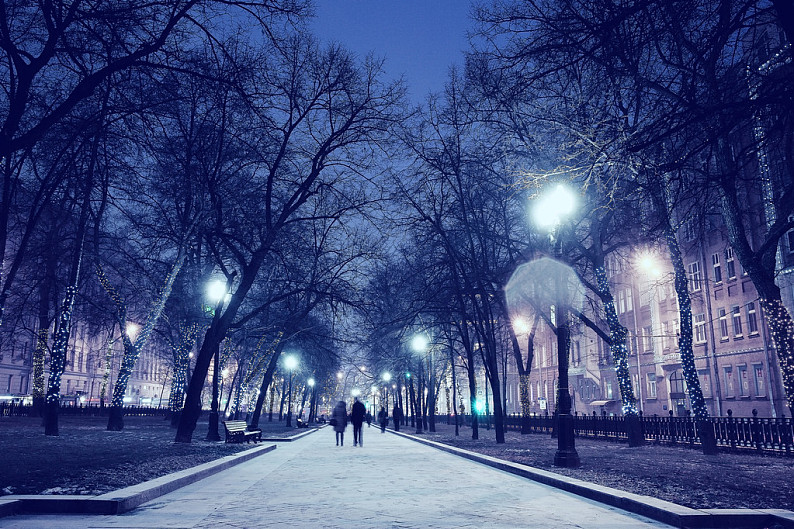 冬天晚上公园图片图片