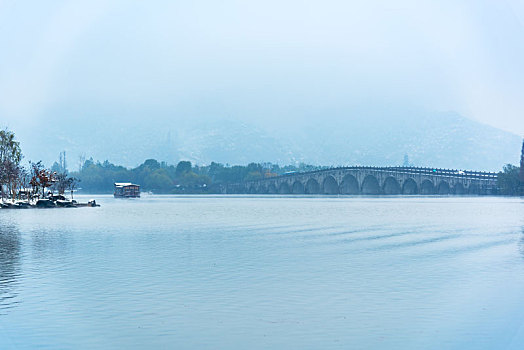 杭州湘湖雪景政和桥