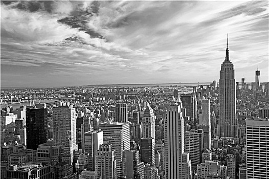 单色调,风景,曼哈顿,纽约,美国