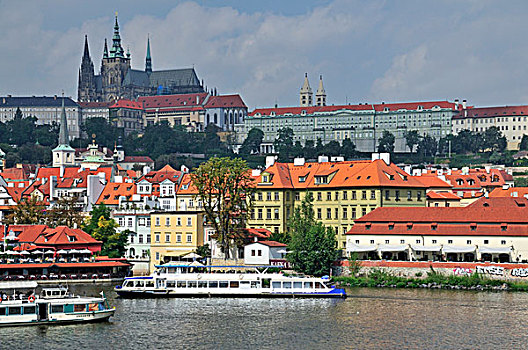 伏尔塔瓦河,布拉格城堡,拉德肯尼,布拉格,波希米亚,捷克共和国,欧洲