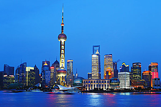 上海外滩,陆家嘴,现代建筑群,夜景