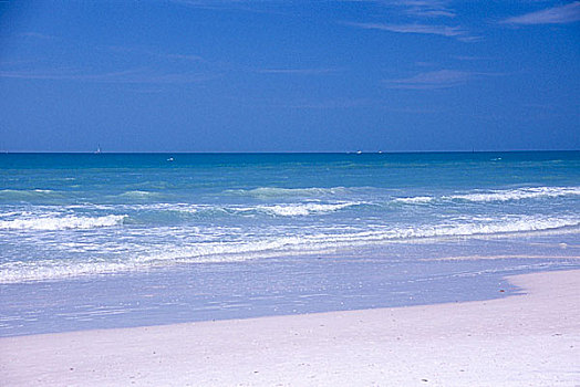 美国,佛罗里达,月牙状,海滩,钥匙,海浪,沙子,水,天空,最好,北美