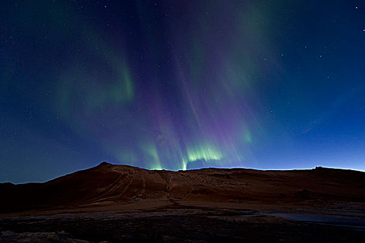 北极光,硫,矿物质,蒸汽,高,温度,地热,区域,山,米湖,冰岛,欧洲