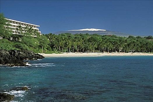 夏威夷,夏威夷大岛,莫纳克亚山海滩酒店,积雪,顶峰,莫纳克亚,背景