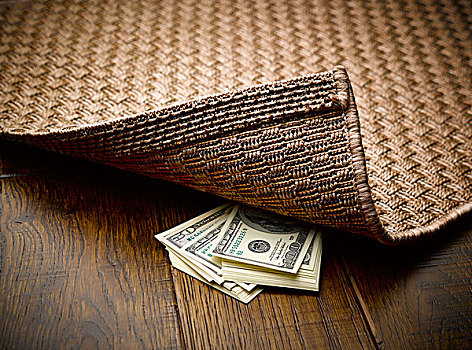 钱,隐藏,地毯