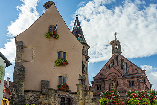 城堡,教堂,阿尔萨斯,法国