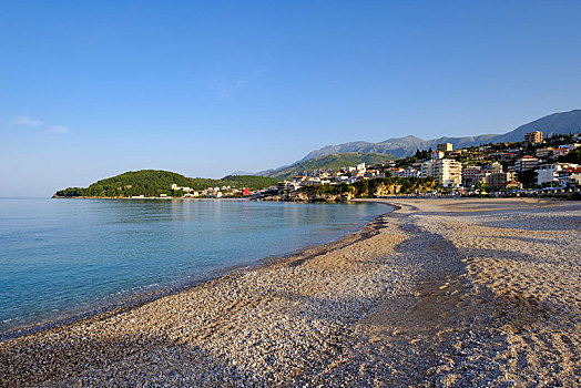 海滩,海滨胜地,阿尔巴尼亚,里维埃拉,爱奥尼亚海,欧洲