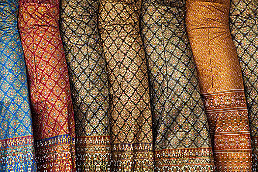 柬埔寨,收获,老,市场,展示,丝绸,材质