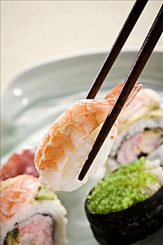 筷子,挑选,寿司,特写