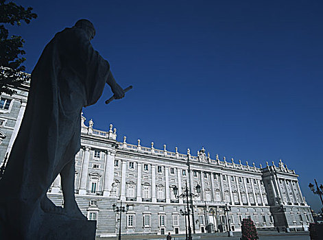 剪影,雕塑,正面,马德里皇宫