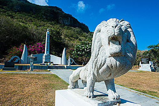 石狮,正面,二战,纪念,塞班岛,北马里亚纳群岛,大洋洲
