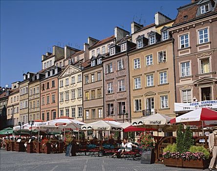 老城广场,露天咖啡,华沙,波兰