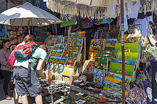 绘画,摊贩,巴厘岛,乌布,传统市场,印度尼西亚
