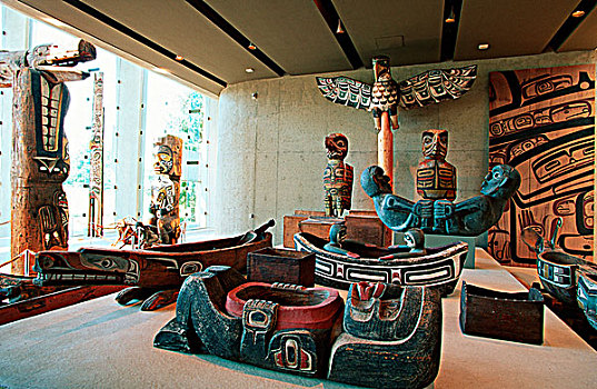 图腾柱,古器物,英属哥伦比亚大学,博物馆,人类,不列颠哥伦比亚省,加拿大