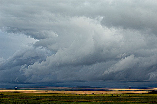 云,风轮机,草原,西南方,艾伯塔省,加拿大