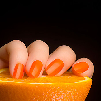 橙色,指甲