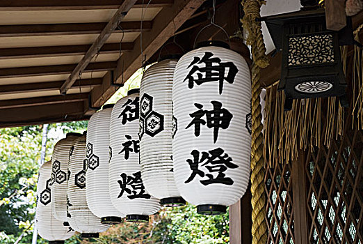 白色,日本纸,灯笼,屋顶,神祠,京都,日本