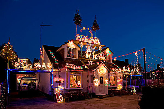 房子,上方,上面,圣诞装饰,英格兰