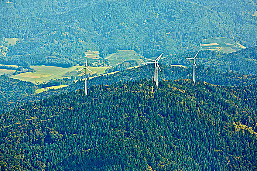 风轮机,靠近,布赖施高,巴登符腾堡,德国,航拍