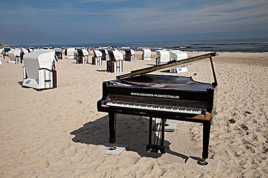 钢琴,海滩,乌瑟多姆岛,音乐,节日,海边,胜地,阿尔贝克海滨,岛屿,波罗的海,梅克伦堡前波莫瑞州,德国,欧洲