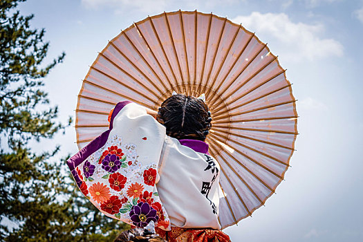 日本,女孩,传统,伞,春节