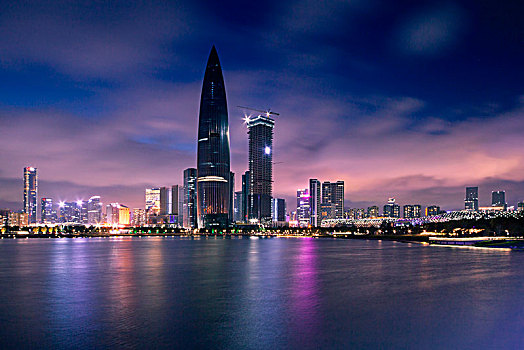 中国广东深圳南山后海湾都市夜景