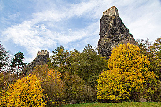 捷克共和国,利贝雷茨,城堡,城堡遗迹,南,区域,一个,著名,捷克,顶端,两个,玄武岩,火山