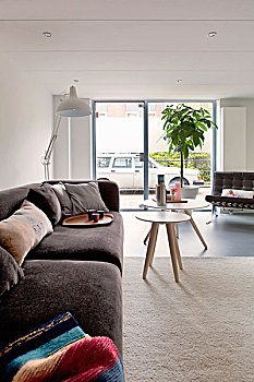苍白,客厅,舒适,沙发,风景,街道