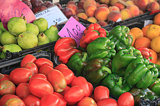 新鲜水果,蔬菜,出售,露天市场