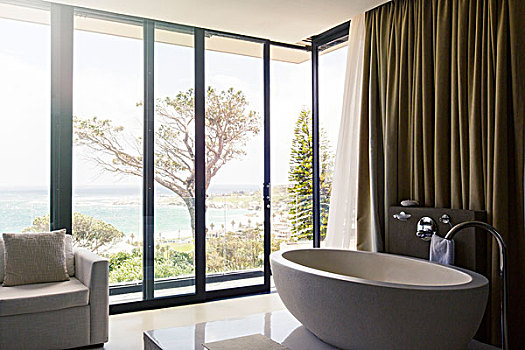 豪华,浴室,漂亮,风景,海岸