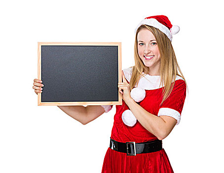 圣诞节,女孩,拿着,黑板
