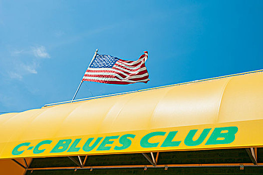 美国,田纳西,美国国旗,上面,蓝调俱乐部,孟斐斯