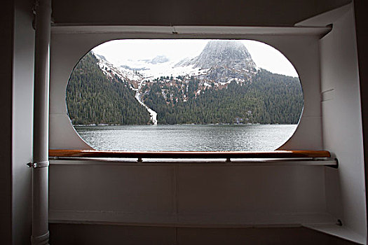 风景,特蕾斯,湾,峡湾,窗户,乘客,船,阿拉斯加