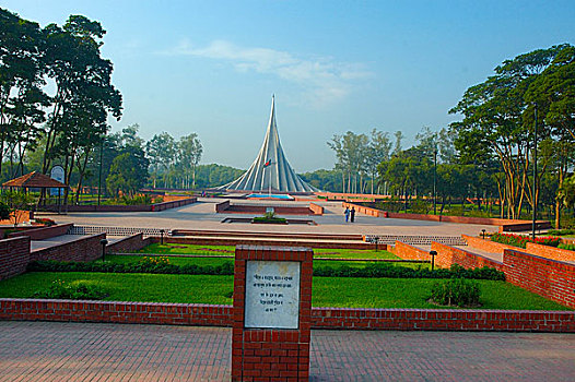 国家,纪念,塔,20公里,达卡,记忆,释放,战争,孟加拉,十一月,2007年