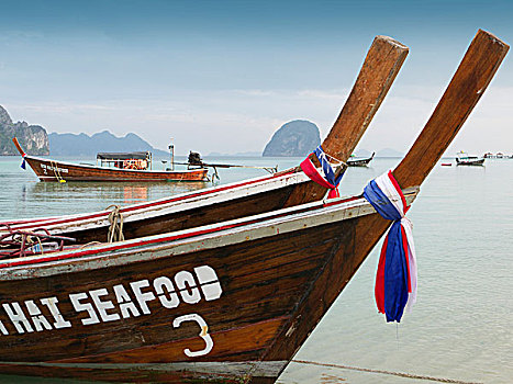 长,尾部,船,岛屿,高毅,安达曼海,桑图省,泰国南部,泰国,亚洲