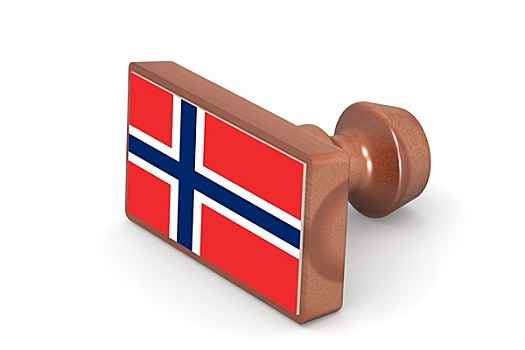木质,图章,挪威,旗帜