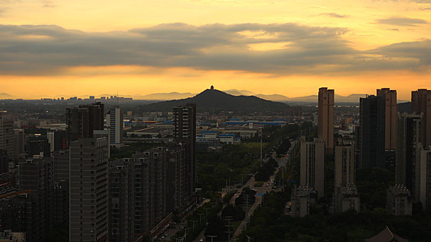 日落,城市