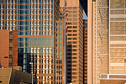 摩天大楼,市区,美国国旗,凤凰城,亚利桑那,美国