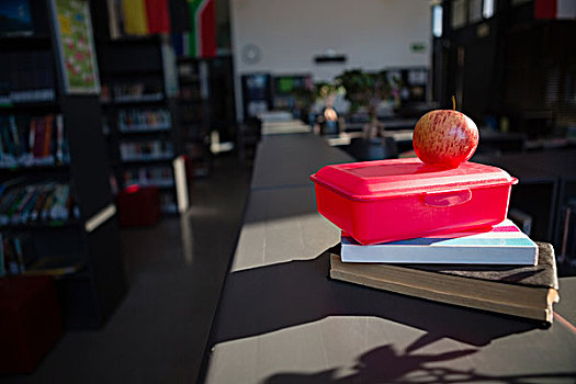 特写,苹果,盒子,图书馆,学校