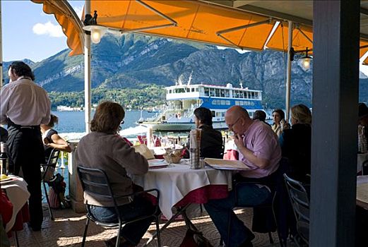 游客,餐馆,看,渡轮,意大利,欧洲