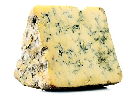 块,蓝纹奶酪,隔绝,白色背景