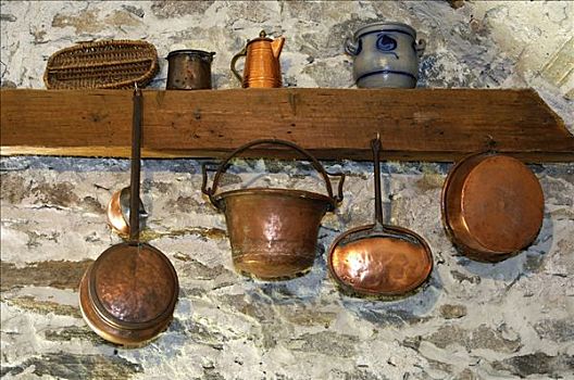 铜,壶,铜质平底锅,瓷器,农舍,瑞士,欧洲